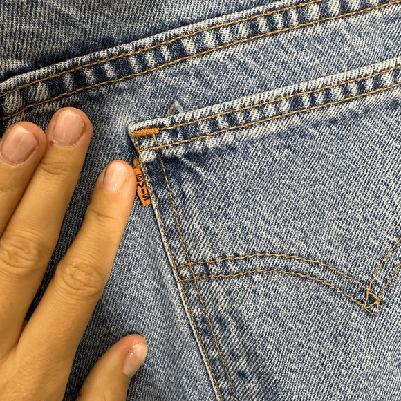 VTG LEVI'S 921 ORANGE TAB SLIM FIT TAPERED LEG Jean women's Blue USA Cotton 16 - Picture 8 of 9